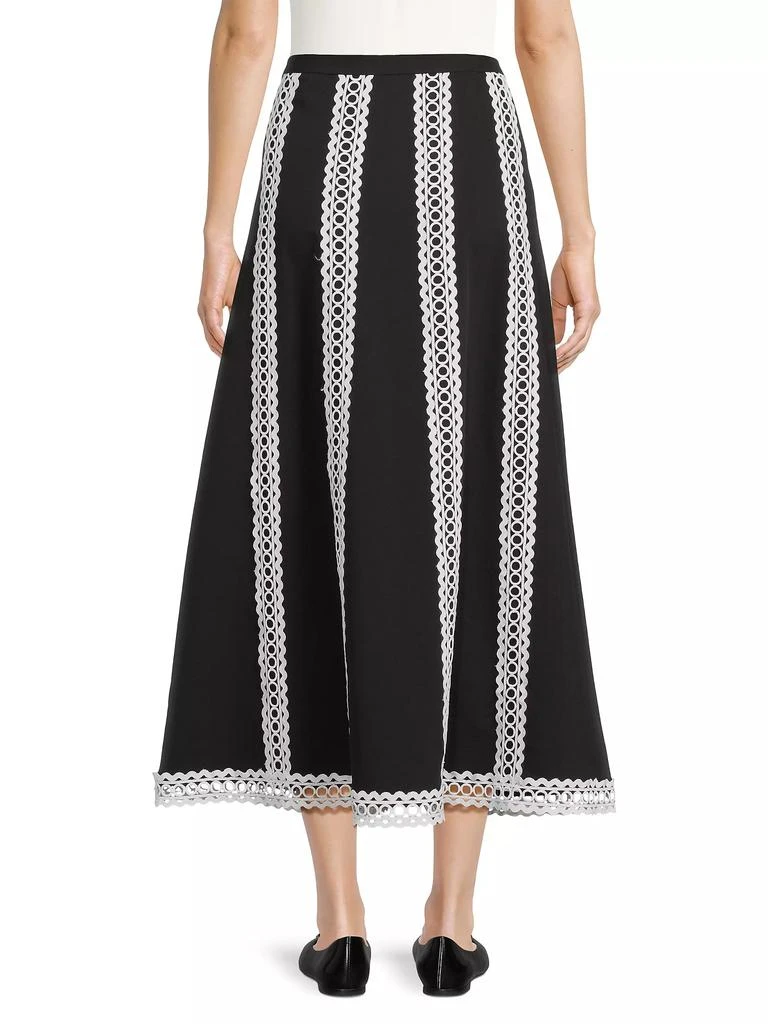Misook Contrast Lace & Twill Midi Skirt 5
