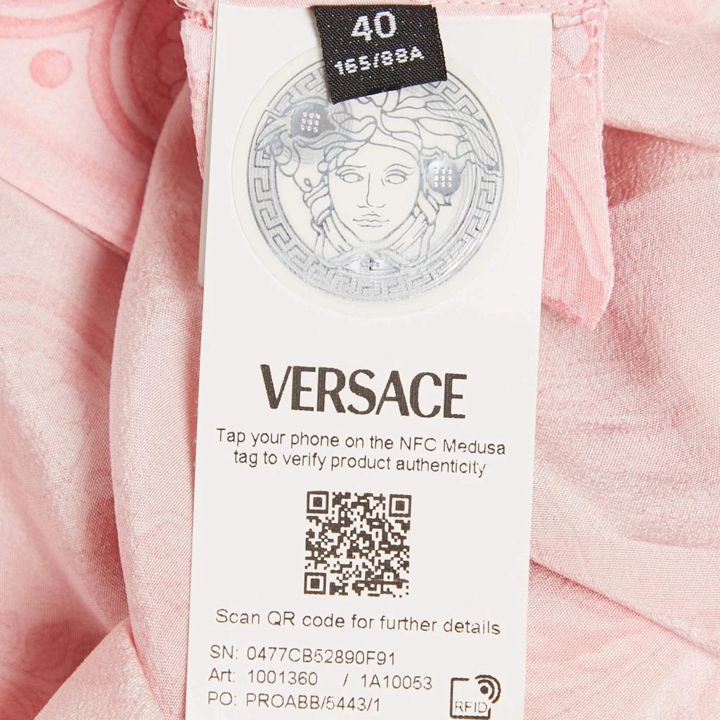 Versace Versace Pink Barocco Print Silk Shirt and Skirt Set S 6
