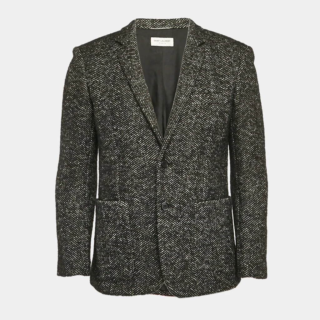 Yves Saint Laurent Saint Laurent Grey Herringbone Tweed Double Pea Coat M 1