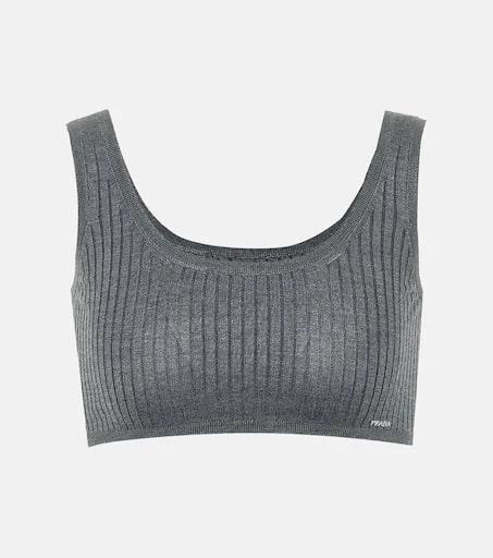 Prada Ribbed-knit stretch silk-blend bra 1