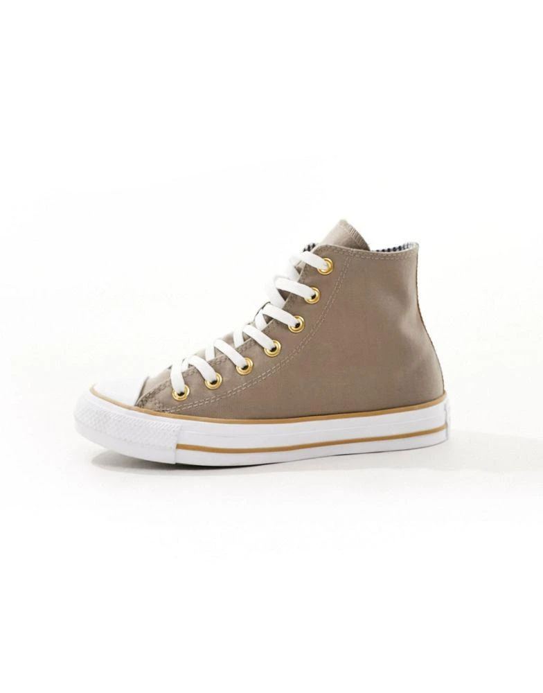 Converse Converse Chuck Taylor All Star Hi twill trainers with gold details in brown 3
