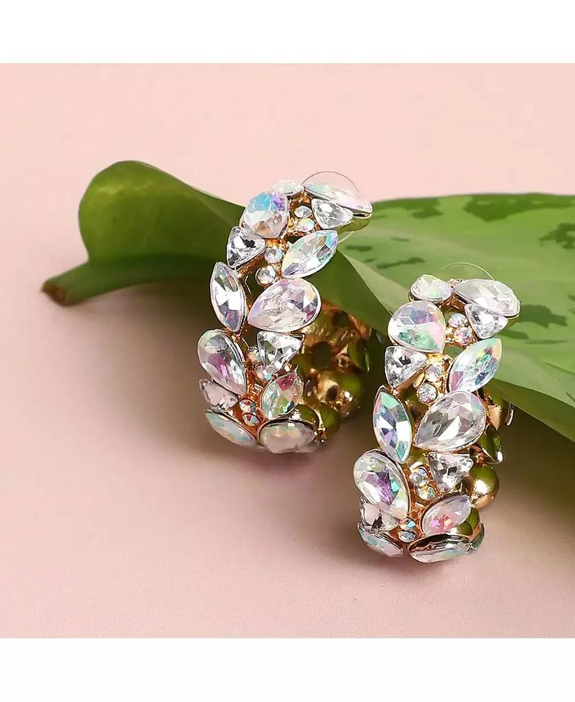 SOHI Gold-Plated Stone Hoop Earrings 3