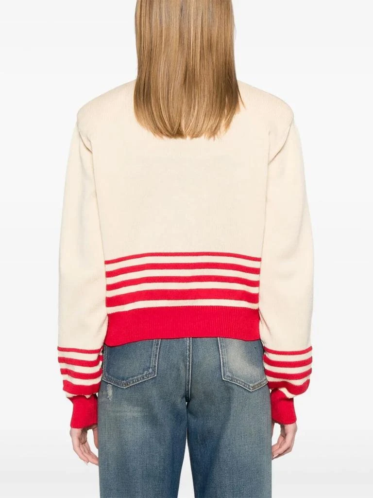 Golden Goose BEIGE CARDIGAN WITH RED STRIPES 3