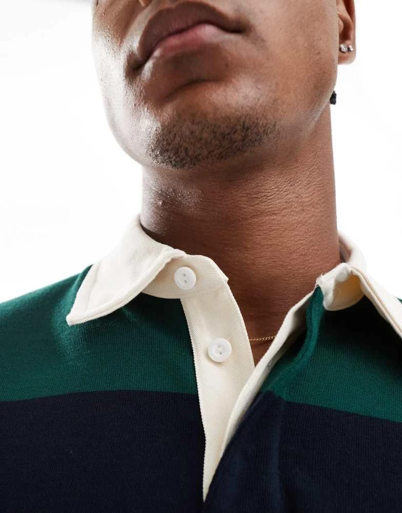 Tommy Hilfiger Tommy Hilfiger stripe rugby shirt in navy and dark green 3