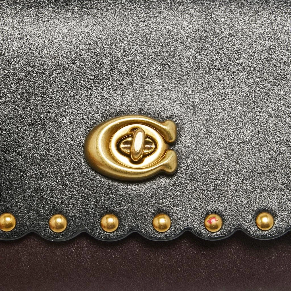 Coach Coach Black/Burgundy Leather Scallop Studded Marlow Crossbody Bag 5
