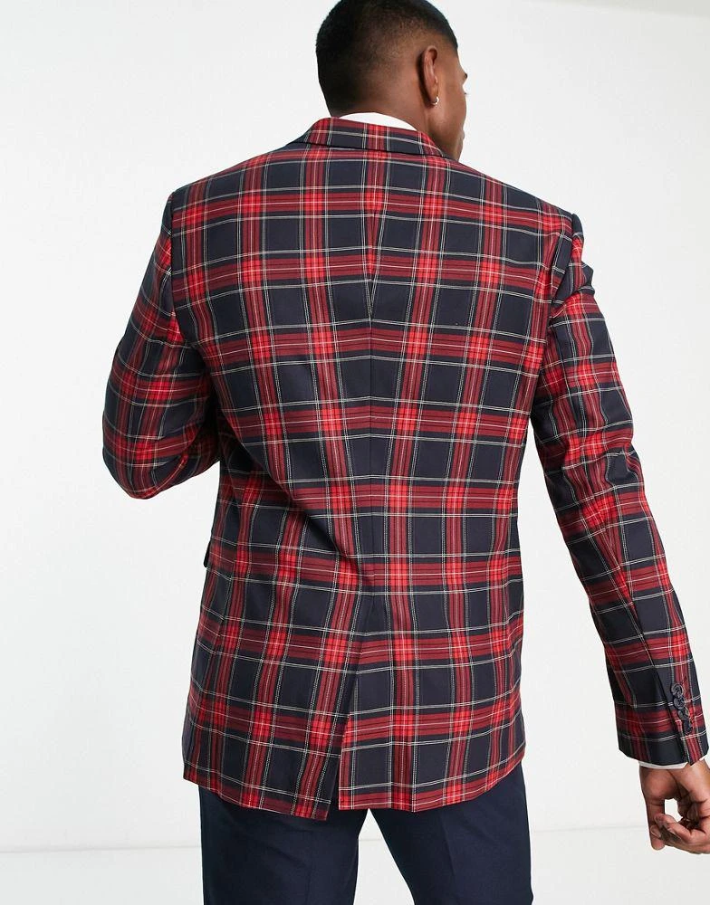 Topman Topman suit jacket in navy tartan 3