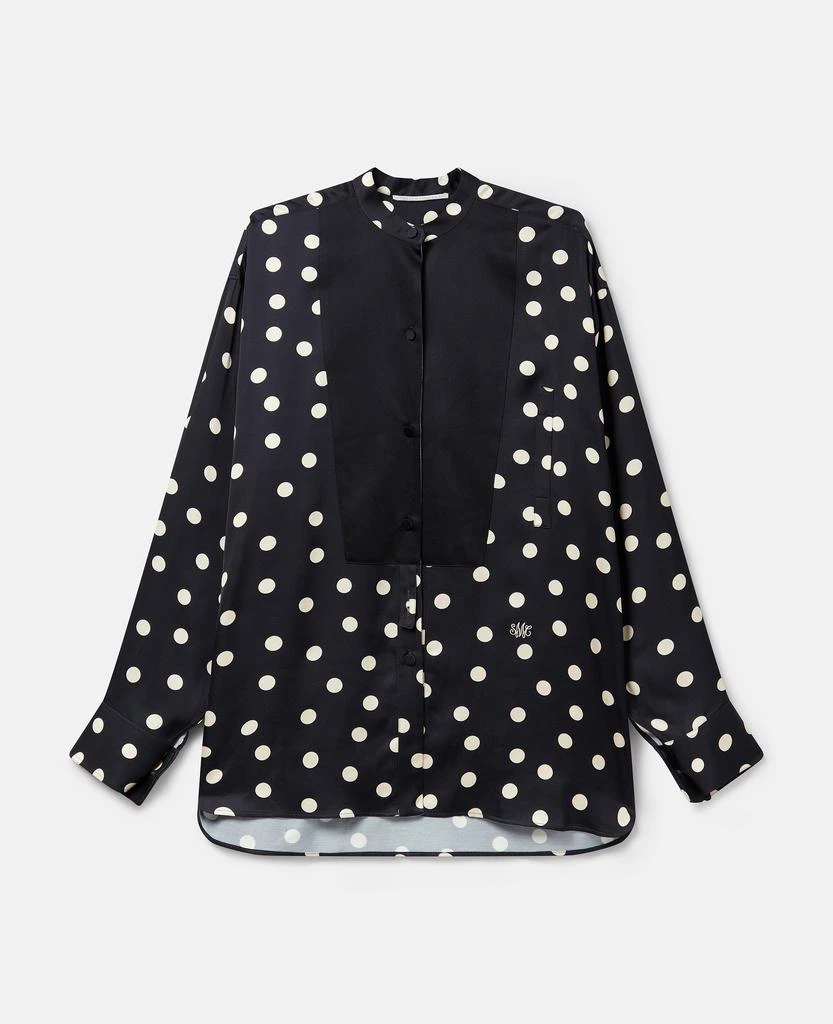 Stella McCartney Stella McCartney - Oversized Polka Dot Tuxedo Shirt, Woman, Black with cream, Size: 46 1