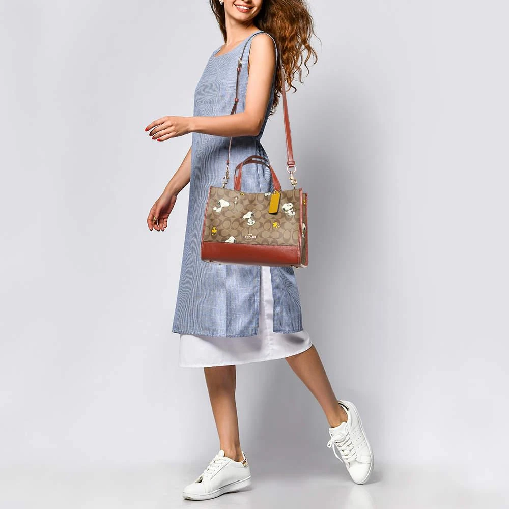 Coach Coach x Peanuts Khaki/Woody Red Snoopy Woodstock Print Coated Canvas Dempsey Carryall Bag 2