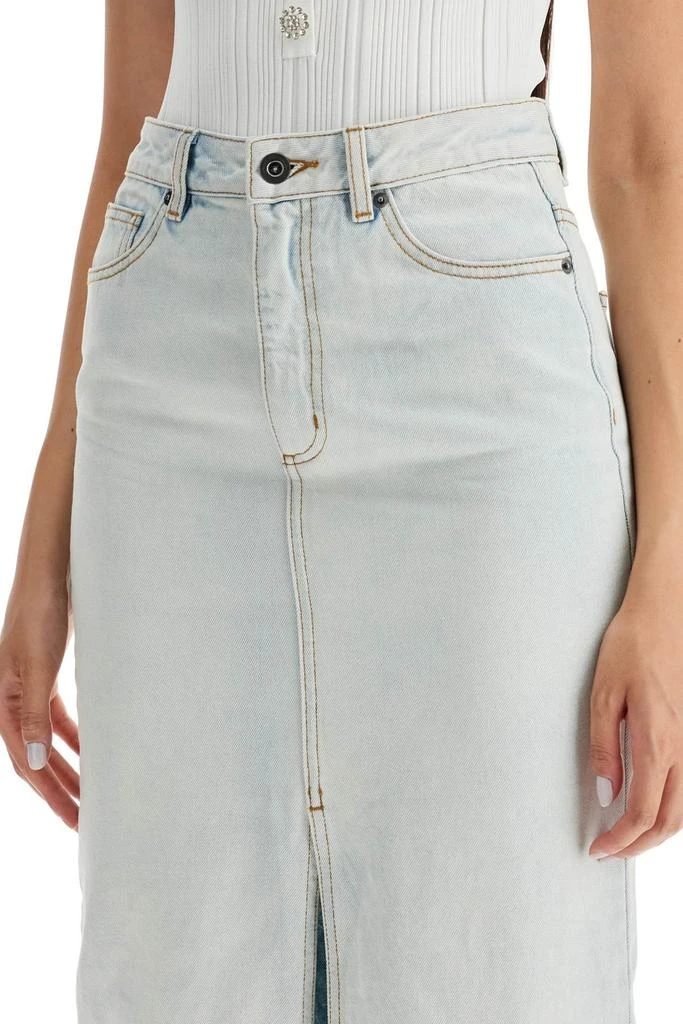 Self Portrait Self-Portrait Bleach Wash Denim Maxi Skirt 4