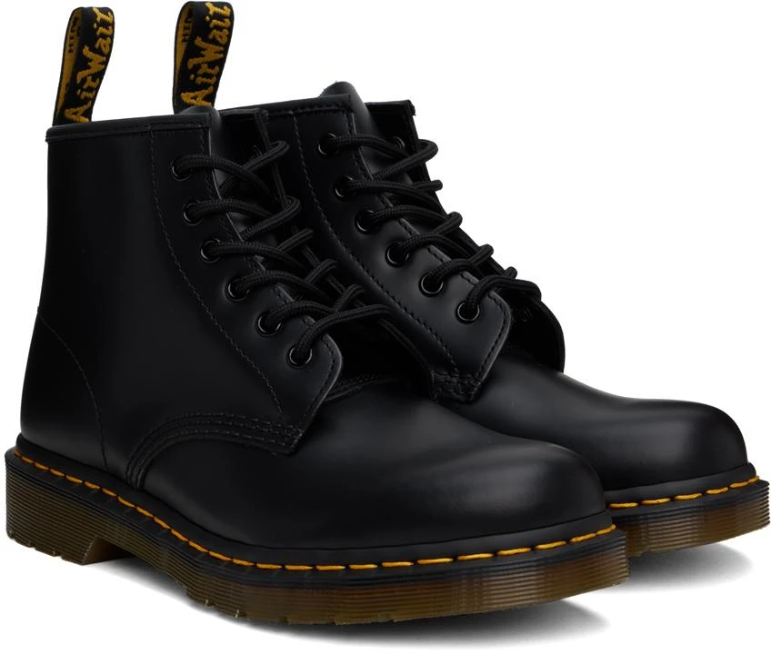 Dr. Martens Black 101 Yellow Stitch Ankle Boots 4