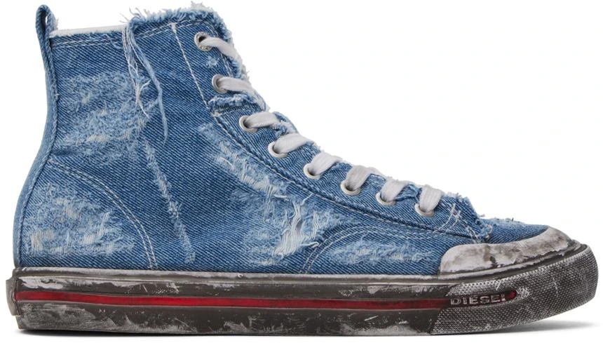 Diesel Blue & White S-Athos Mid Sneakers 1