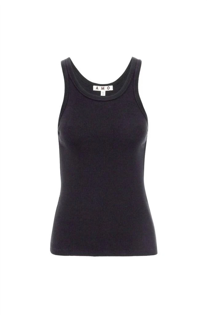 AMO Long Rib Tank In Vintage Black 2