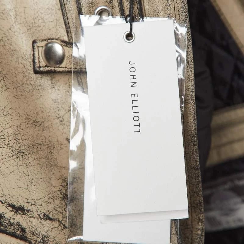 John Elliott John Elliott X Blackmeans Beige Distress Ivory Paint Leather Riders Jacket XL 5