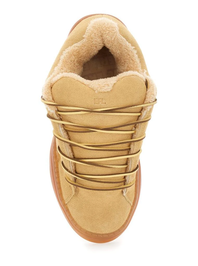 ERL 'Vamp Skate' Brown Low Top Sneakers With Contrasting Sole In Suede Man 4