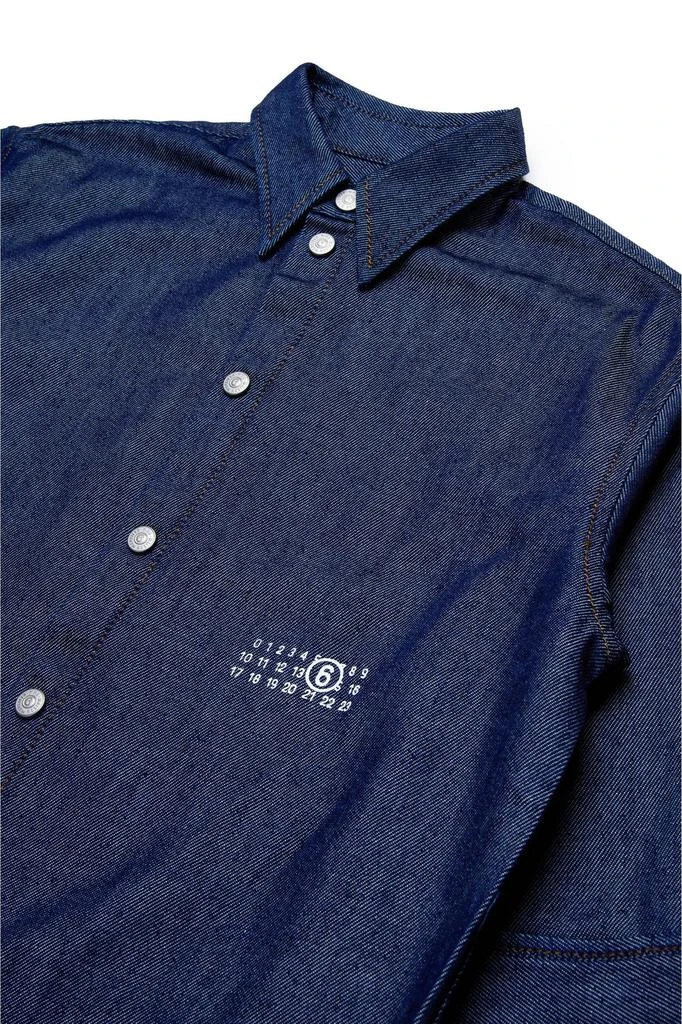 MM6 MM6 Maison Margiela Kids Logo-Printed Button-Up Denim Shirt 3