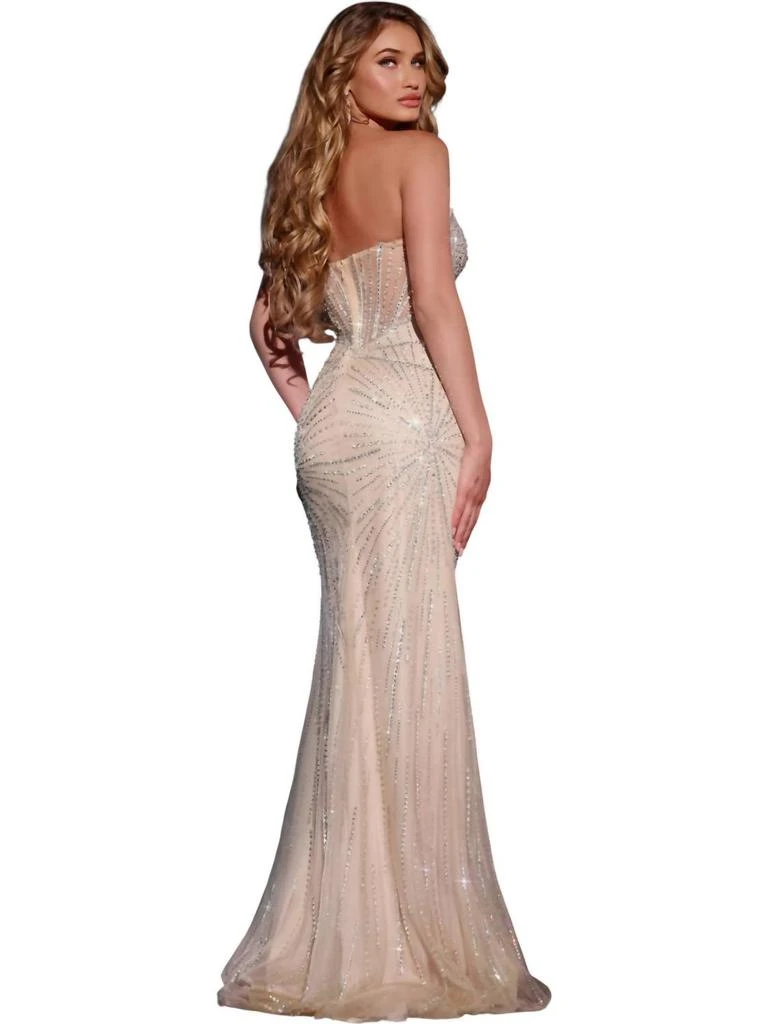 Jovani Jovani - Strapless Beaded Gown With Sheer Corset Top 3