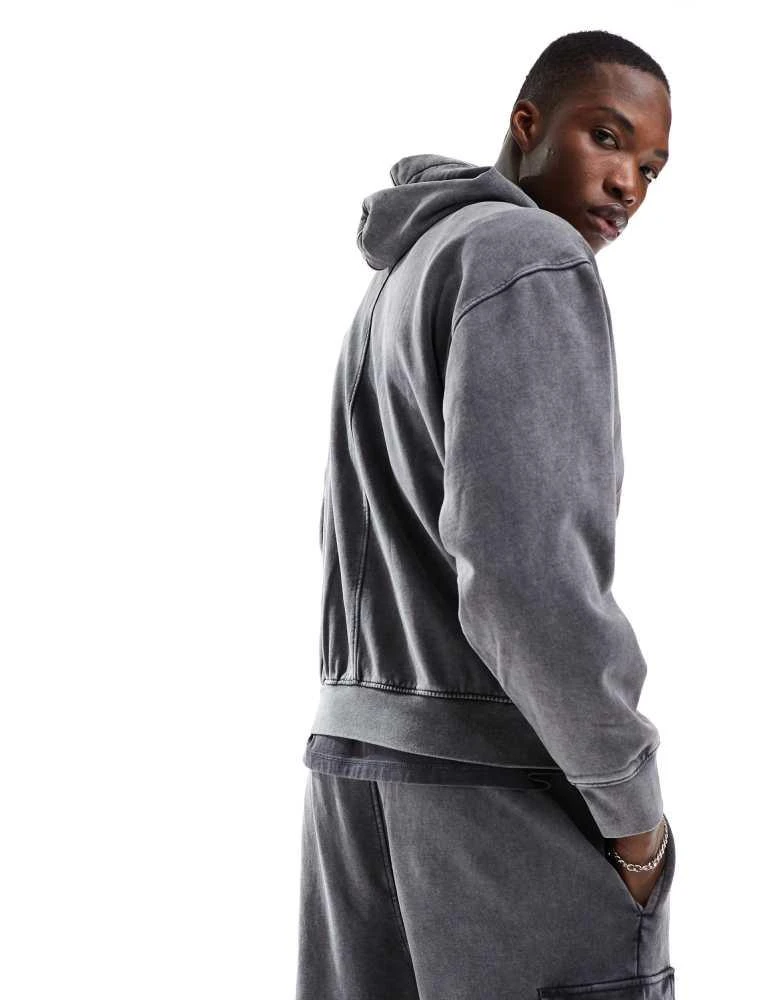 NICCE Nicce co-ord logo washed hoodie in grey 4
