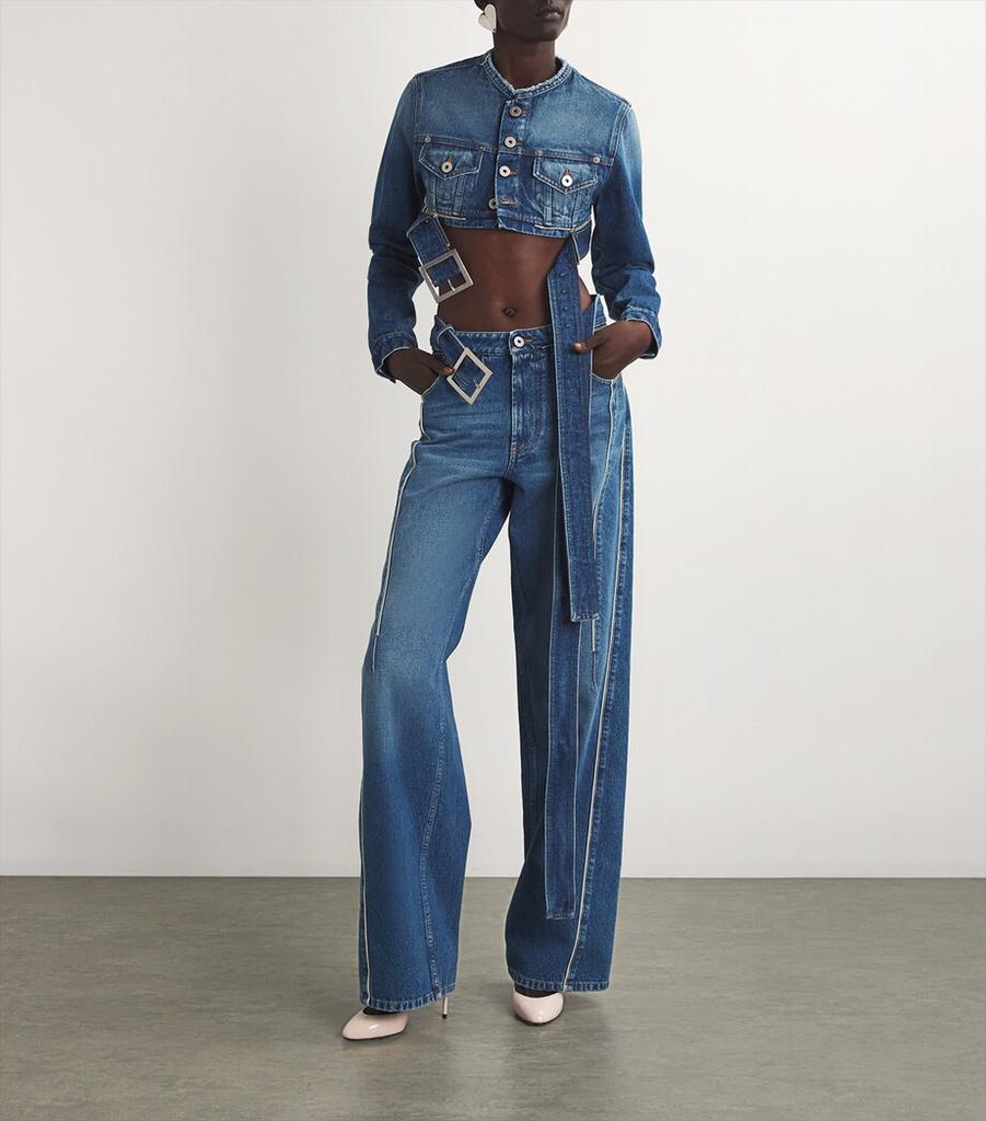 Jean Paul Gaultier Belted Cropped Denim Jacket