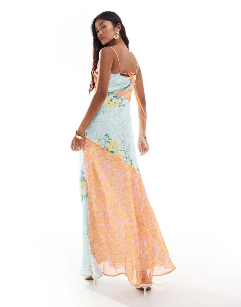 ASOS ASOS DESIGN jacquard spliced mixed print  cami maxi dress 2