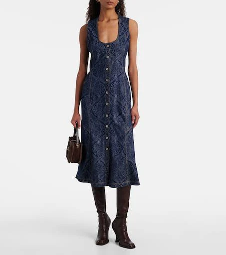 ETRO Printed denim midi dress 2