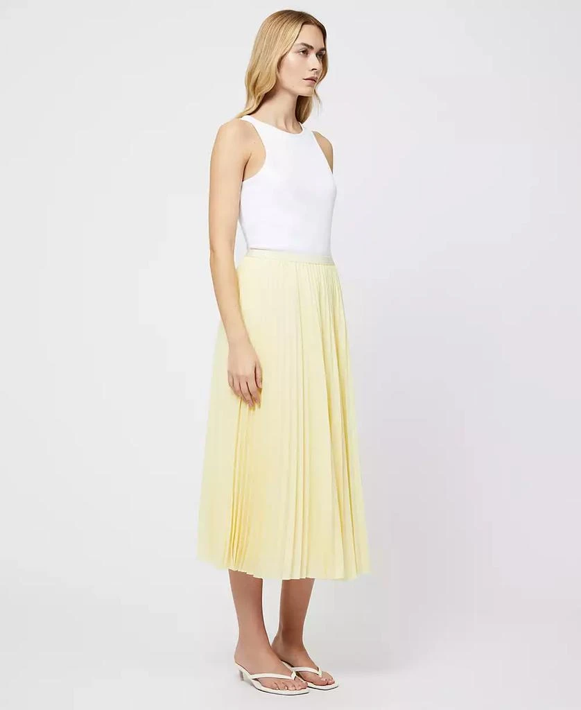 French Connection Women's Sunburst Butter Yellow Pleated Crepe Skirt 3