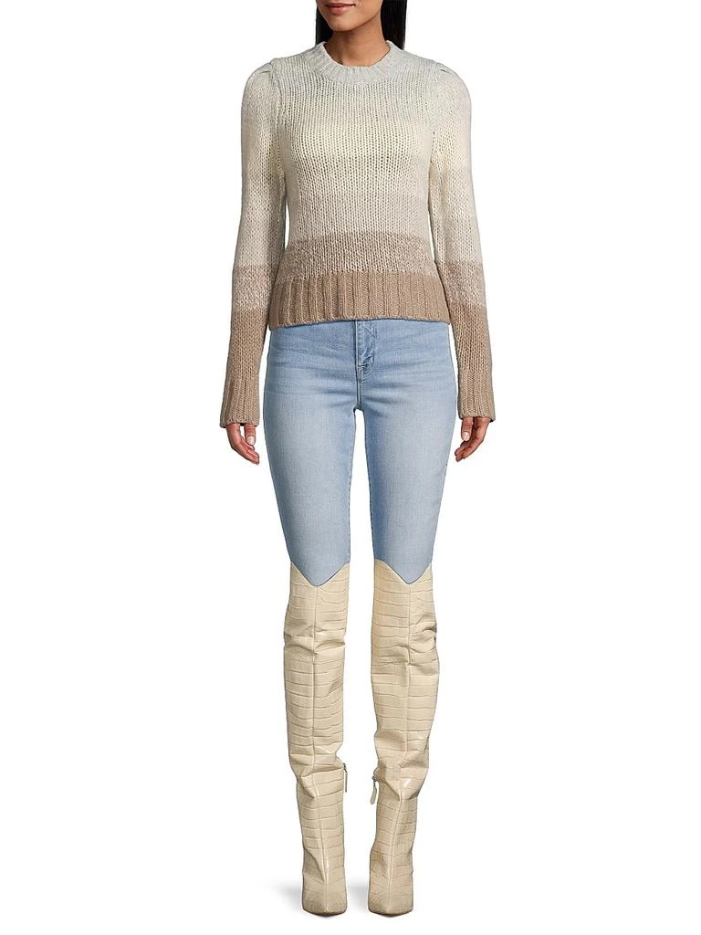 White + Warren Ombré-Striped Crewneck Sweater 2