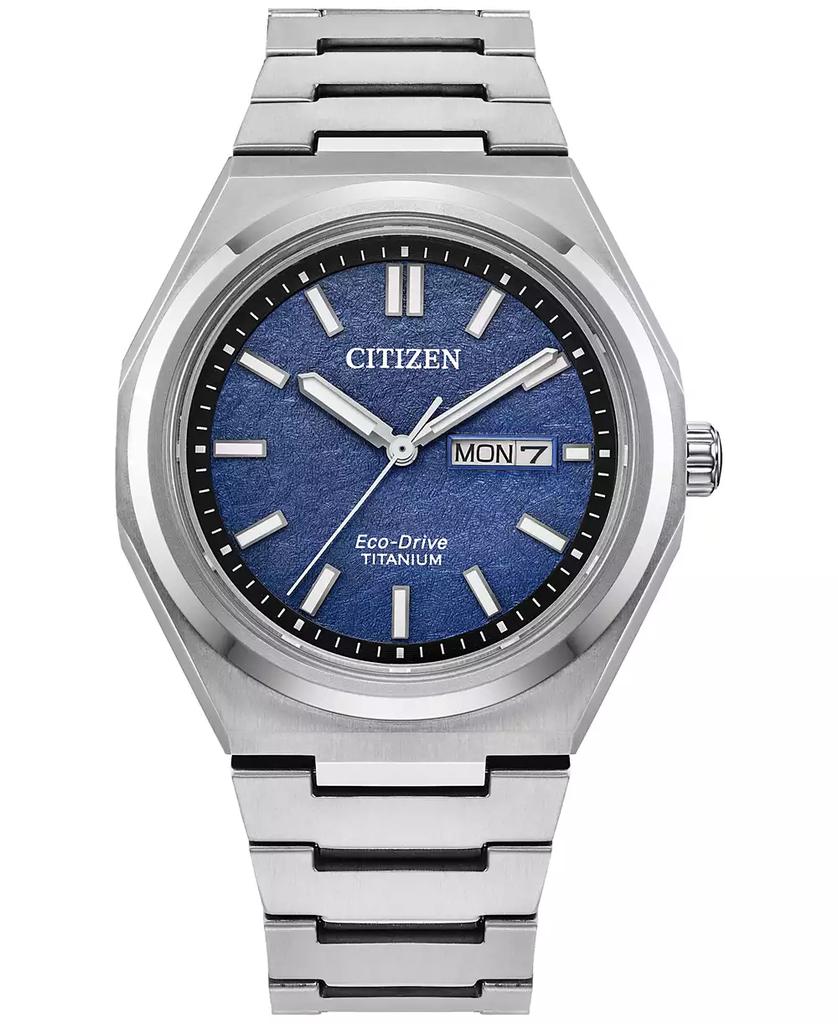 Citizen Eco-Drive Men's Zenshin Silver-Tone Super Titanium Bracelet Watch 39mm