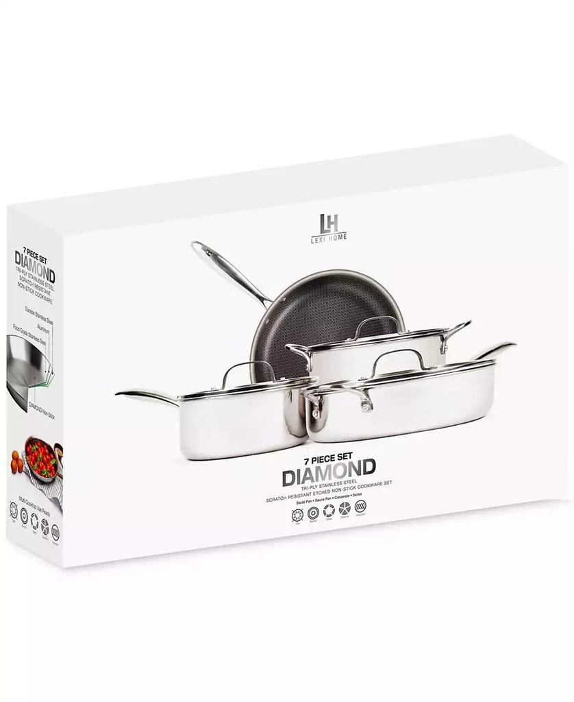 Lexi Home Diamond Tri-Ply Stainless Steel 7-Pc. Cookware Set 9
