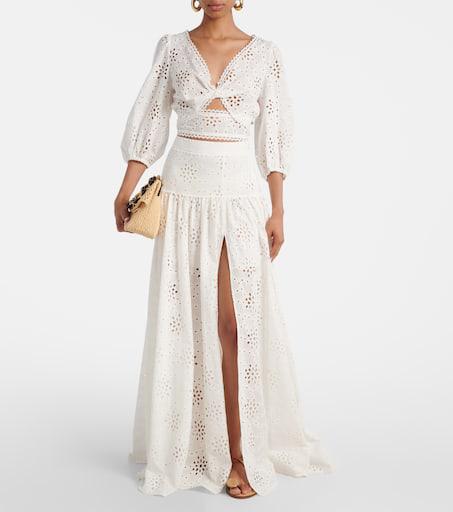 Alexandra Miro Serena broderie anglaise cotton maxi skirt