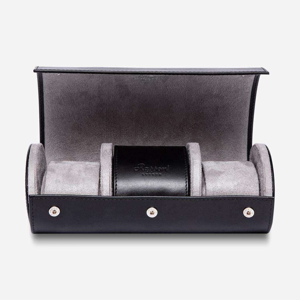Rapport Rapport Hyde Park Black Leather Three Watch Roll D281