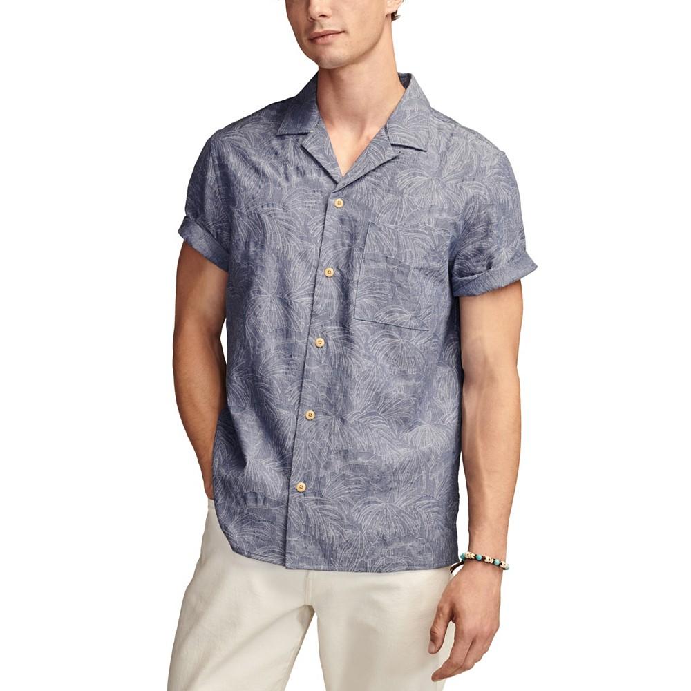 Lucky Brand Men's Tropical Leaf Jacquard Short Sleeve Camp Collar Shirt