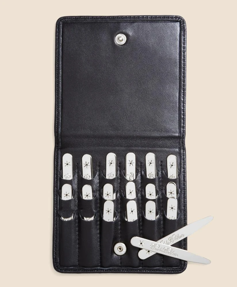 Brooks Brothers Metallic Collar Stays with Nappa Leather Case 4