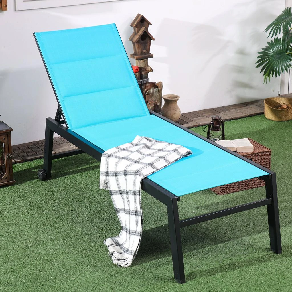 Streamdale Furniture Streamdale Blue Outdoor Chaise Lounge with Recliner Mechanism 6
