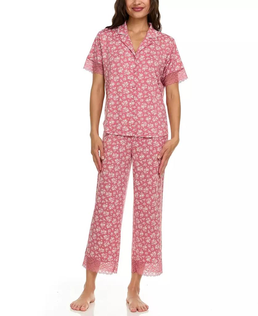 Flora Nikrooz Women's Janelle Notch Top and Capri Pajama Set