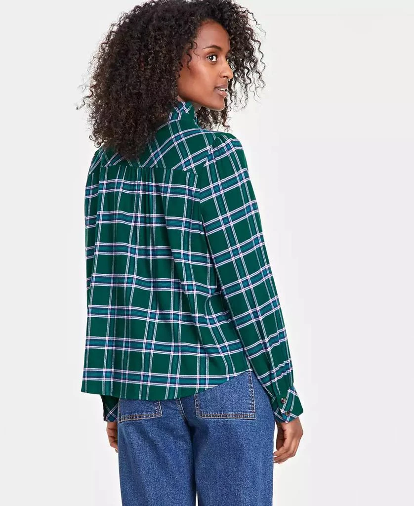 On 34th Women's Festive Plaid Ruffle-Neck Flannel Shirt, Created for Macy's 2