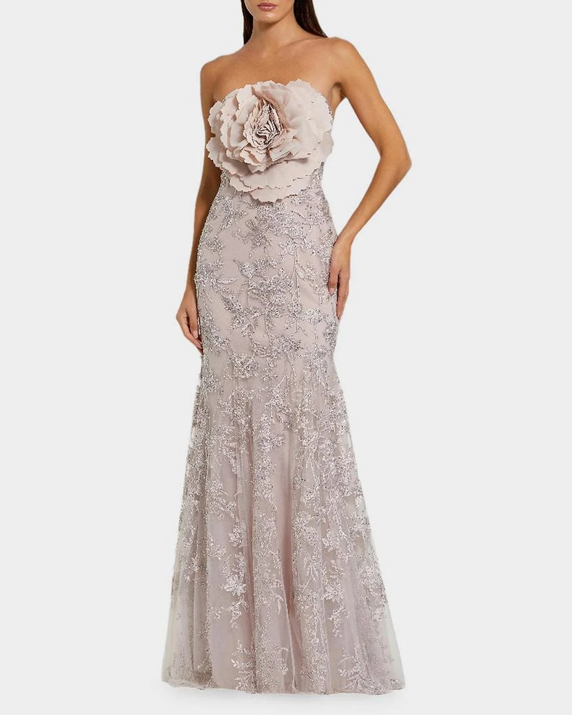 Mac Duggal Strapless Embroidered Floral-Embellished Gown