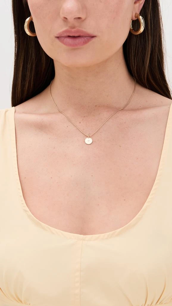 Zoe Chicco 14k Gold Small Disc with Star Set Diamond on XS Box Chain Necklace 2