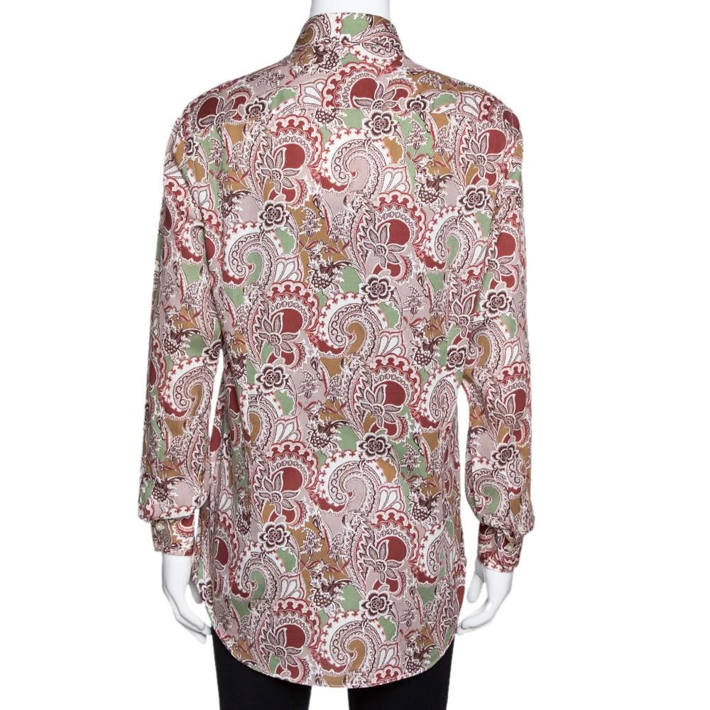 ETRO Etro Taupe Floral Paisley Print Cotton Long Sleeve Shirt S 3