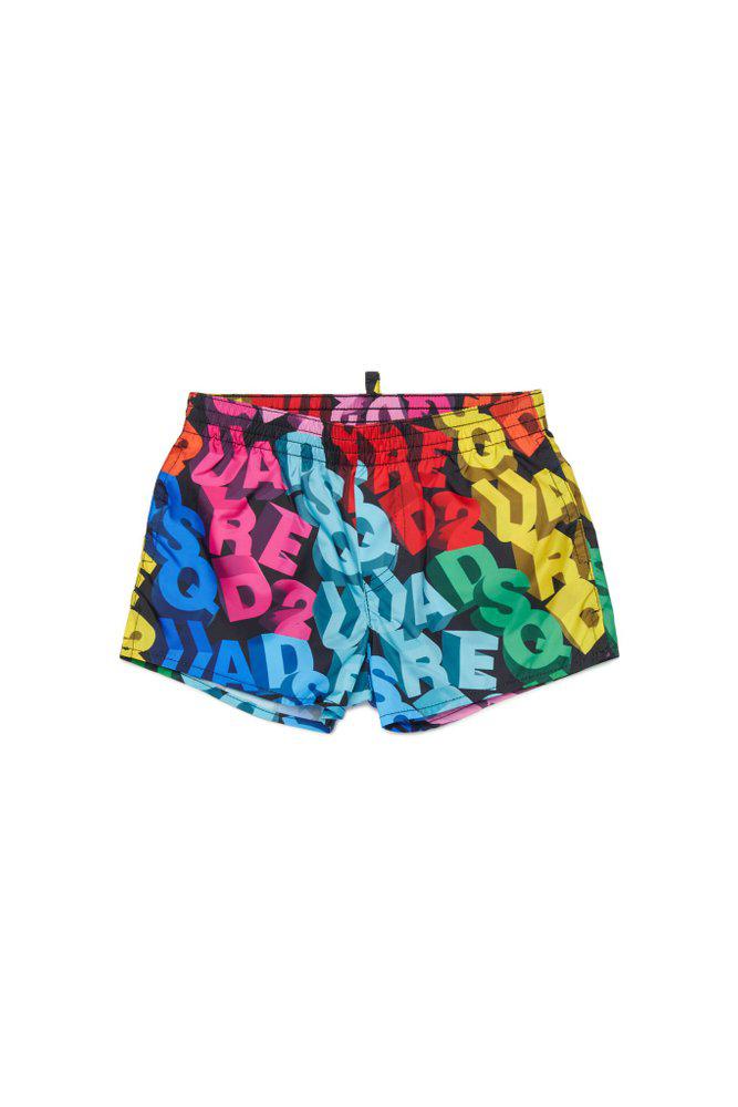 DSQUARED2 Dsquared2 Kids All-Over Logo Printed Drawstring Swim Shorts