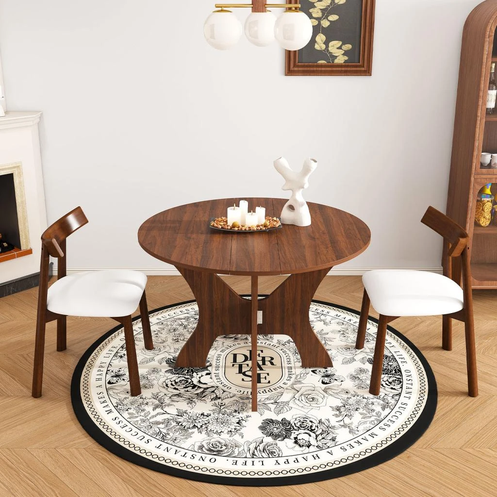 Streamdale Furniture Streamdale 43" Folding Dining Table Set w/ 2 Chairs, Walnut Veneer, Space Saving 4
