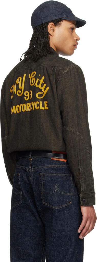 RRL Black Embroidered Work Denim Shirt 3