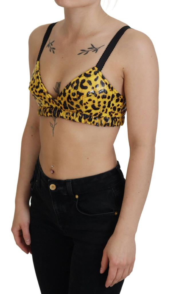 Dolce & Gabbana Dolce & Gabbana Yellow Leopard Cropped Bustier Corset Bra Top