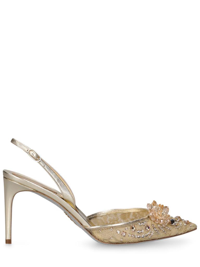 RENÉ CAOVILLA 80mm Embellished Lace Slingback Pumps