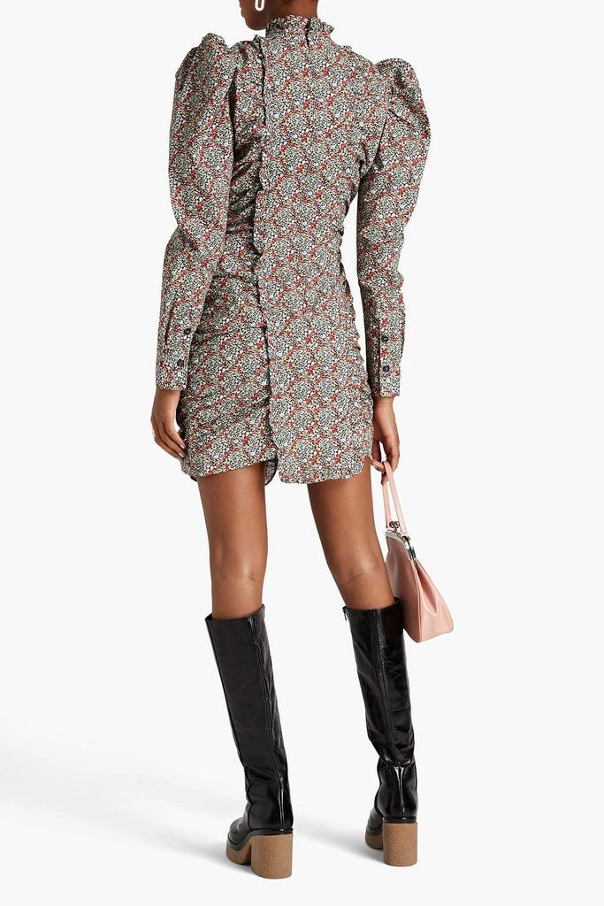 ganni ruched floral dress GANNI floral-print Ruched Minidress | Neutrals