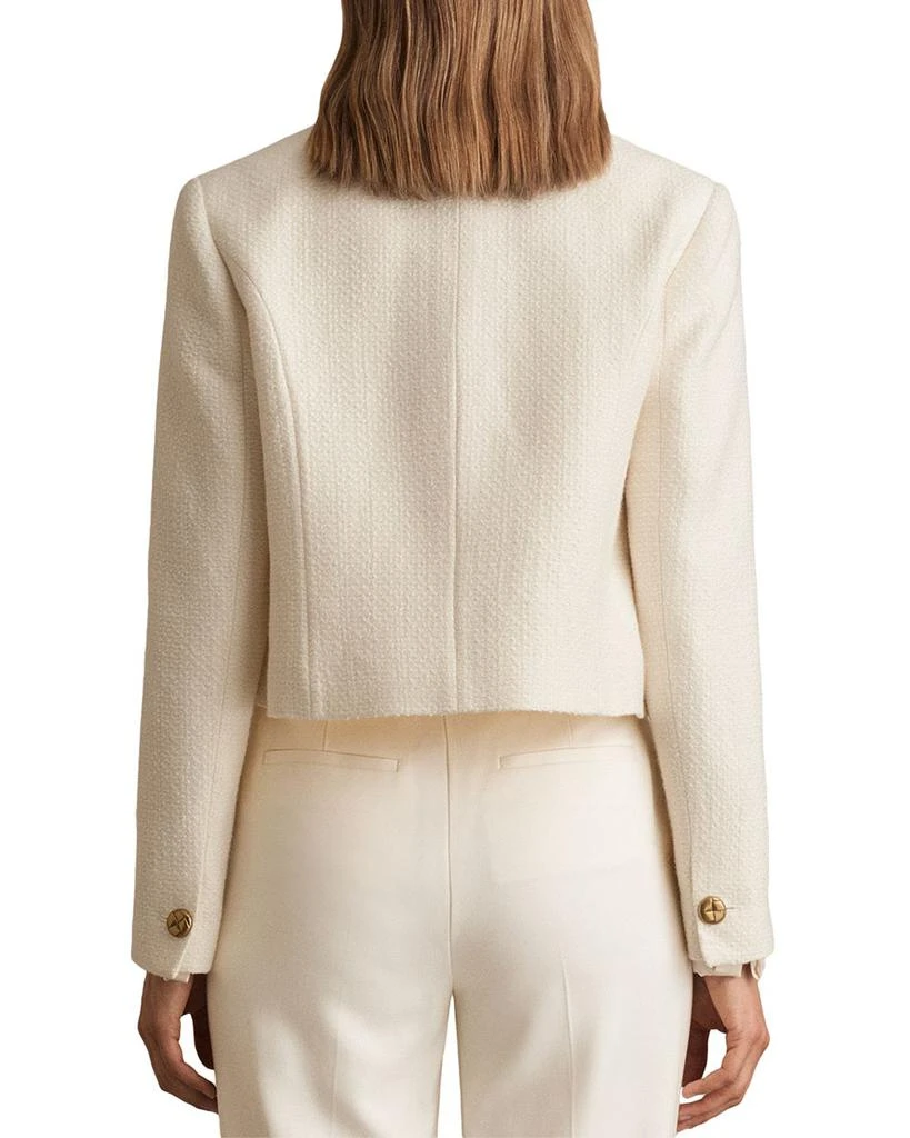 REISS Mia Cropped Double Breasted Textured Blazer White 3