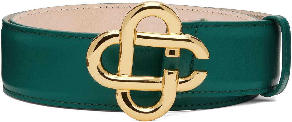 Casablanca Green CC Logo Buckle Belt