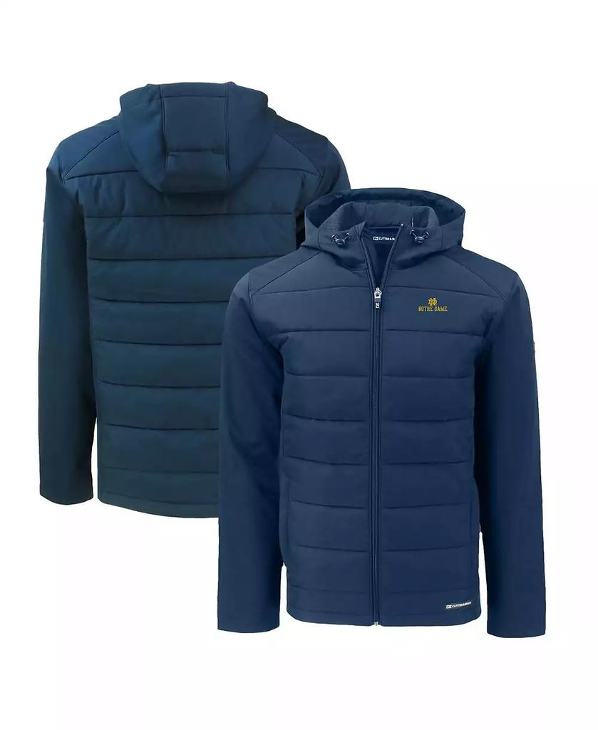 Cutter & Buck Men's Navy Notre Dame Fighting Irish Evoke Hybrid Softshell Full-Zip Hoodie Jacket