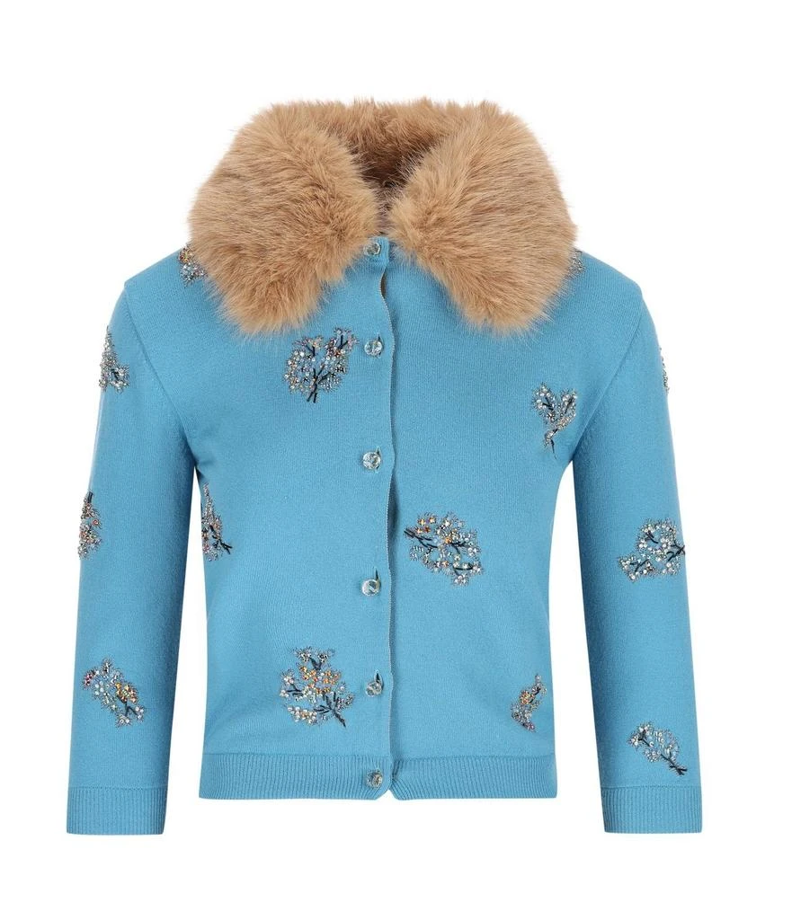 Valentino Valentino Embellished Three-Quarter-Sleeved Cardigan from Cettire