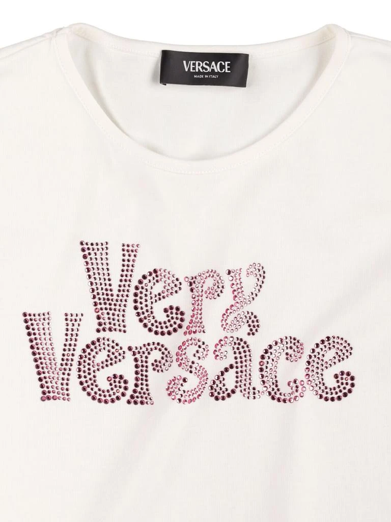 VERSACE Logo Print Cotton Jersey T-shirt W/bow 1