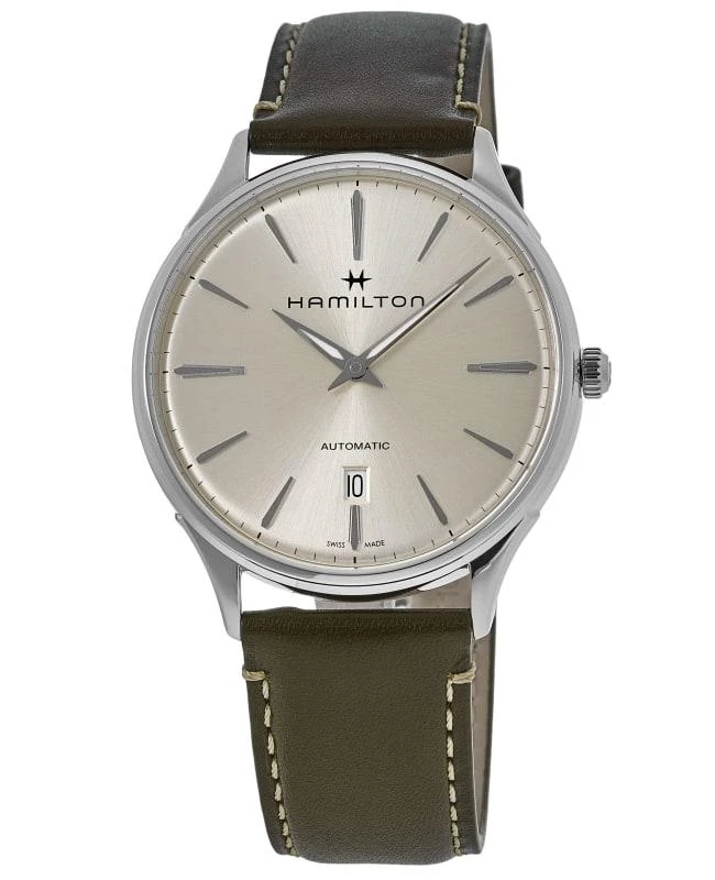 Hamilton Hamilton Jazzmaster Thinline Auto White Dial Leather Strap Men's Watch H38525811 1